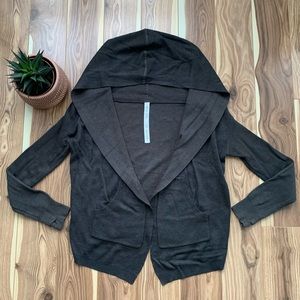 LULULEMON | cabin yogi wrap open cardigan hoodie cashmere dark grey size 4